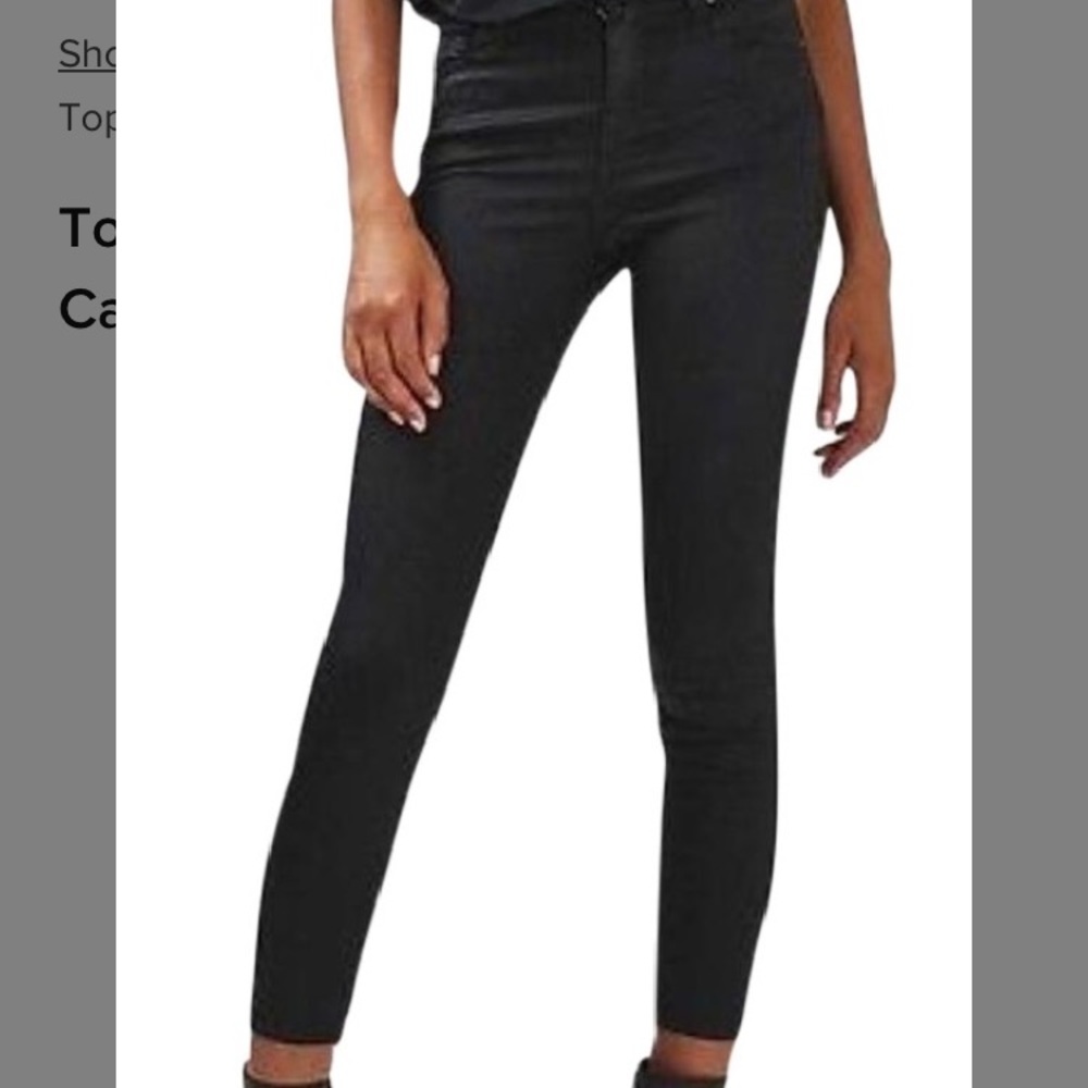 Topshop Jamie coated black jeans 28x30